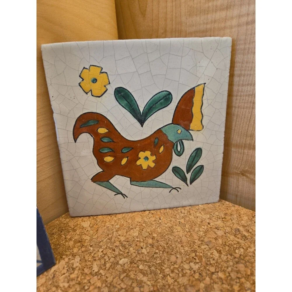 Kowhaiwhai Maori Pattern, Talavera Hand Painted Mexican Tiles Trivets Lot